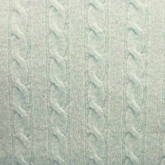 J.Crew Wool Blend Aqua Blue Cable Knit Sweater V-Neck Cozy Preppy Medium - Picture 7 of 8